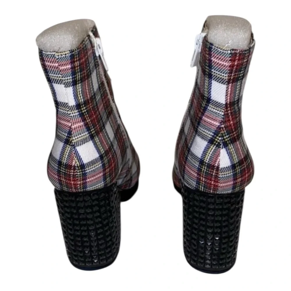 NWT Betsey Johnson Kassie Plaid Beaded Heel Ankle Booties Size 7 | $109
